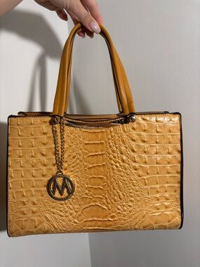 Mia. K. Farrow MKF Collection Croc Embossed Tan Satchel Bag